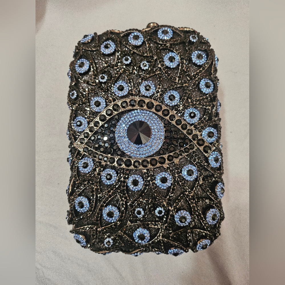 Eye Design Beaded Clutch